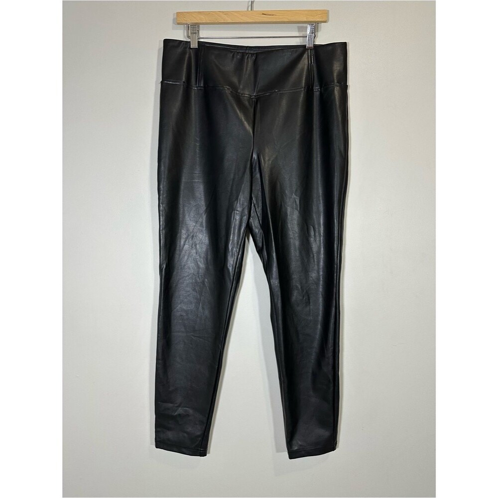 Laundry by Shelli Segal Black Faux Leather Leggings Size XL Moto Edgy Minimalist